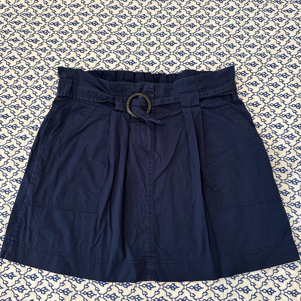 Navy Belted Lightweight cotton Skirt